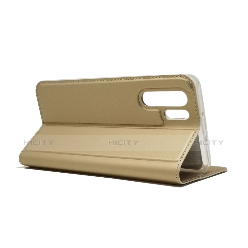 Carcasa de Cuero Cartera con Soporte L01 para Huawei P30 Pro New Edition Oro