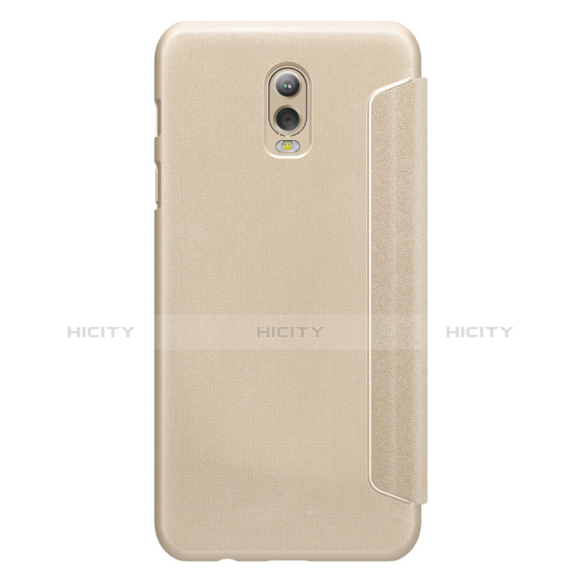 Carcasa de Cuero Cartera con Soporte L01 para Samsung Galaxy J7 Plus Oro