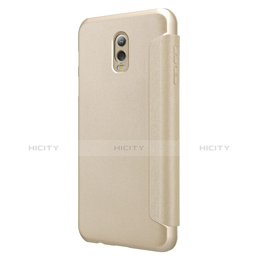 Carcasa de Cuero Cartera con Soporte L01 para Samsung Galaxy J7 Plus Oro