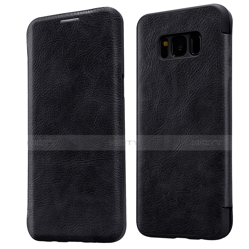 Carcasa de Cuero Cartera con Soporte L01 para Samsung Galaxy S8 Plus Negro