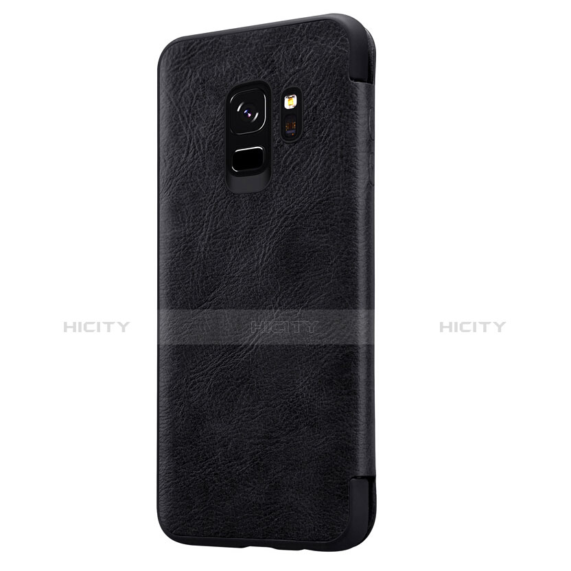 Carcasa de Cuero Cartera con Soporte L01 para Samsung Galaxy S9 Negro