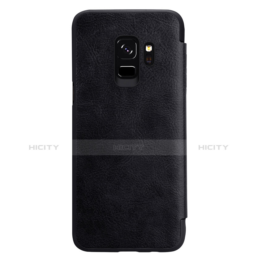 Carcasa de Cuero Cartera con Soporte L01 para Samsung Galaxy S9 Negro