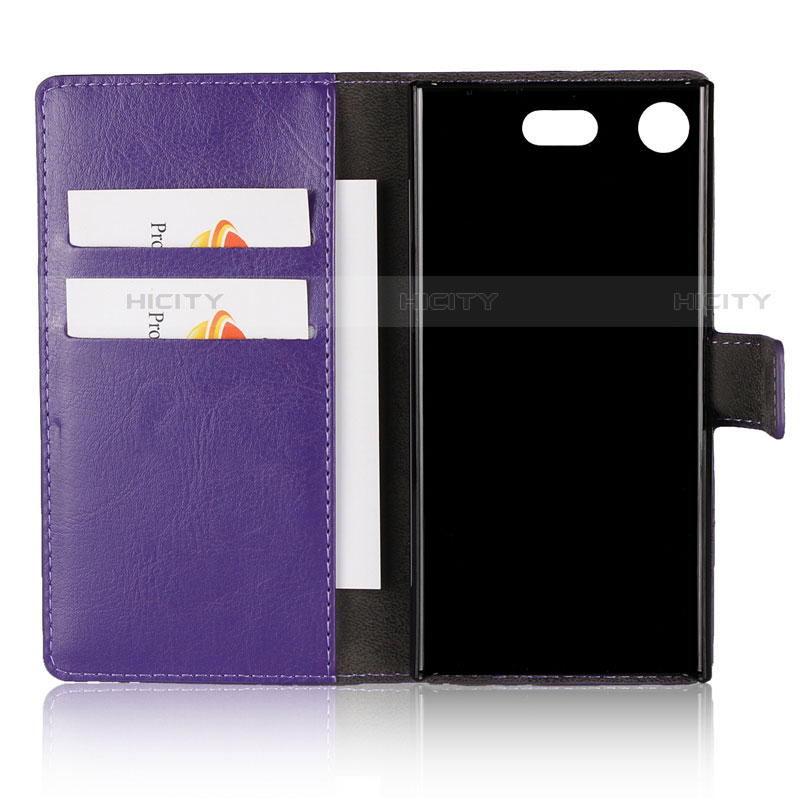 Carcasa de Cuero Cartera con Soporte L01 para Sony Xperia XZ1 Compact Morado