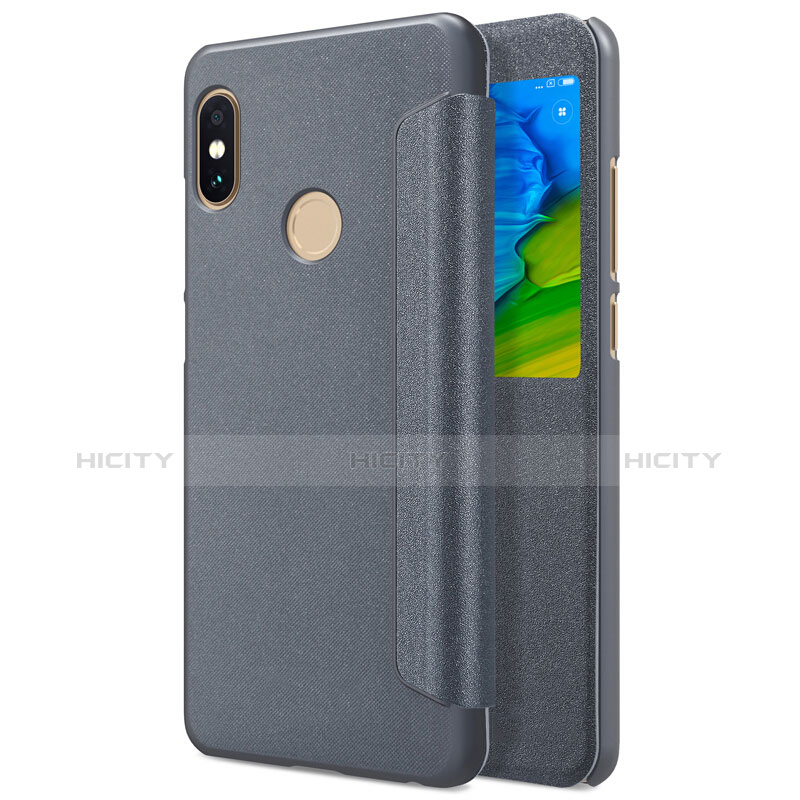 Carcasa de Cuero Cartera con Soporte L01 para Xiaomi Redmi Note 5 AI Dual Camera Gris