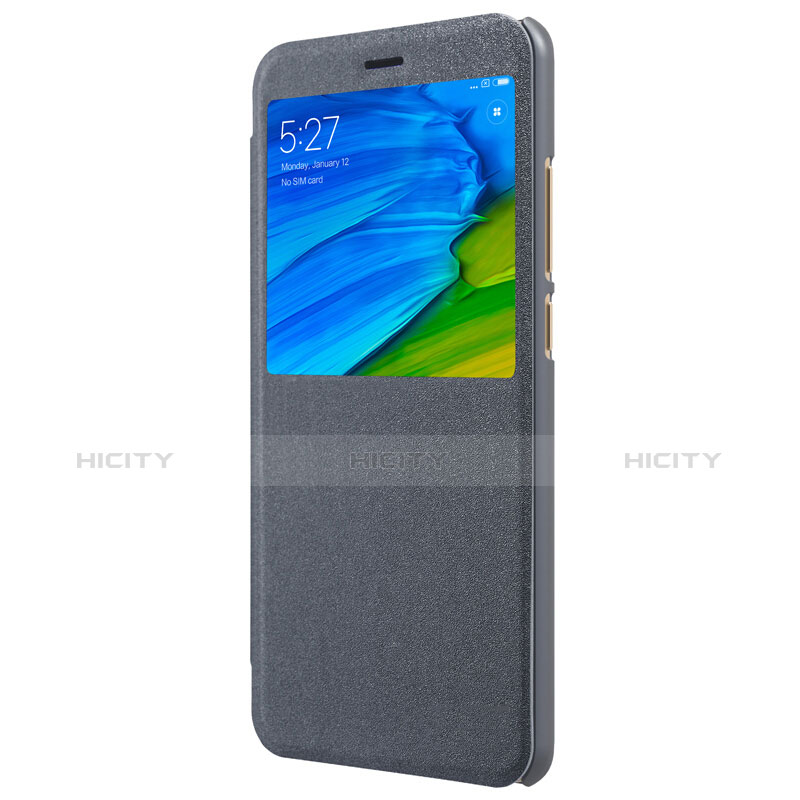 Carcasa de Cuero Cartera con Soporte L01 para Xiaomi Redmi Note 5 AI Dual Camera Gris