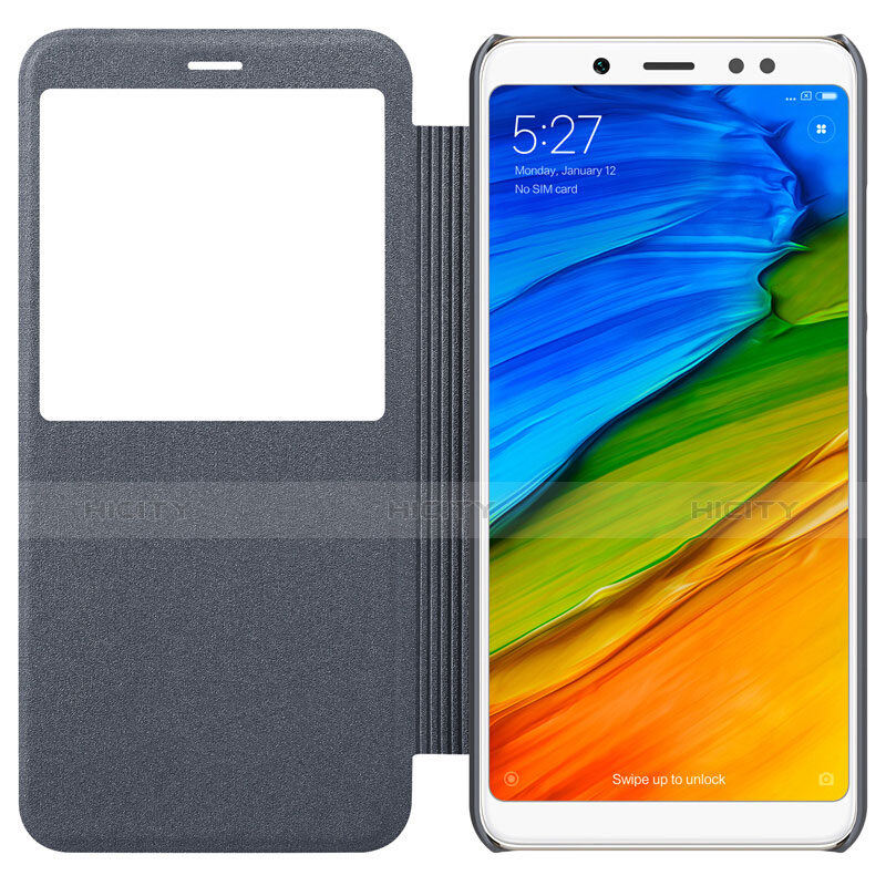 Carcasa de Cuero Cartera con Soporte L01 para Xiaomi Redmi Note 5 AI Dual Camera Gris