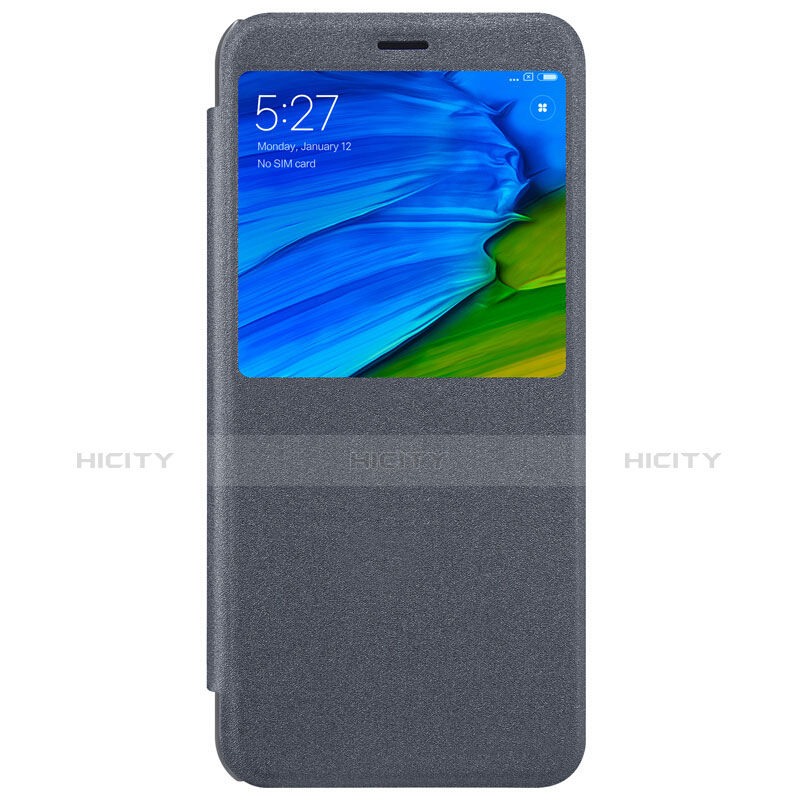 Carcasa de Cuero Cartera con Soporte L01 para Xiaomi Redmi Note 5 AI Dual Camera Gris