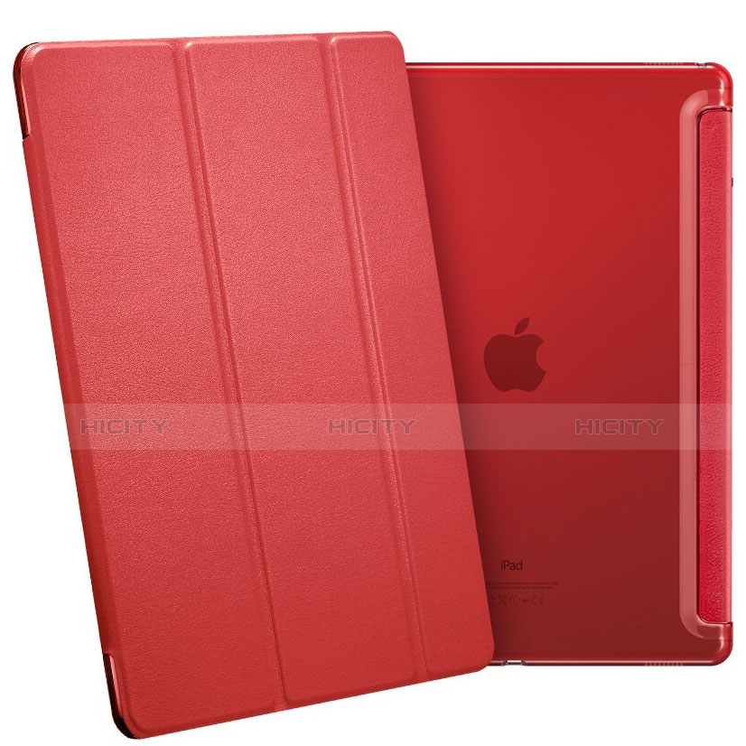 Carcasa de Cuero Cartera con Soporte L02 para Apple iPad Pro 12.9 Rojo