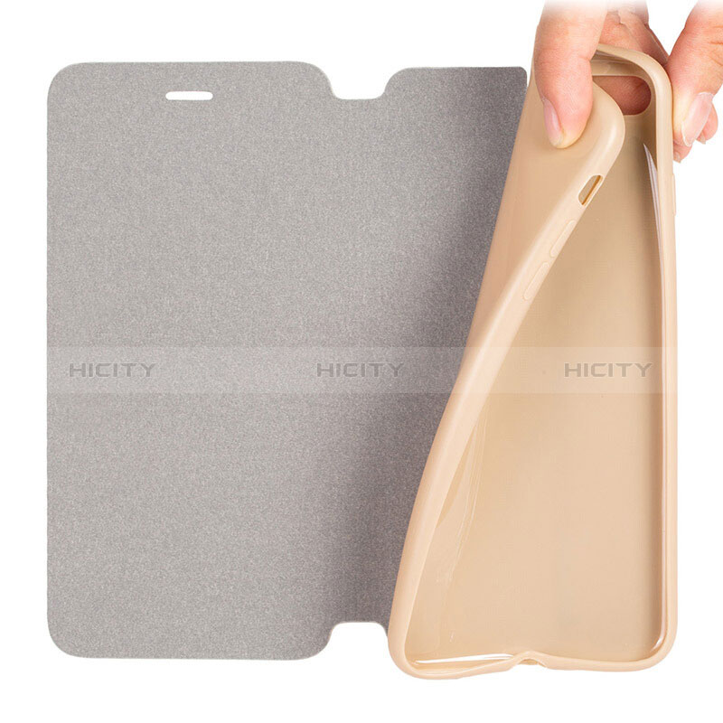 Carcasa de Cuero Cartera con Soporte L02 para Apple iPhone 8 Plus Oro