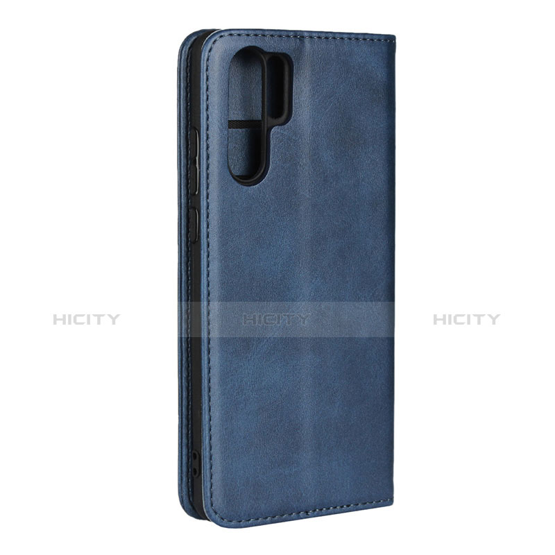 Carcasa de Cuero Cartera con Soporte L02 para Huawei P30 Pro Azul