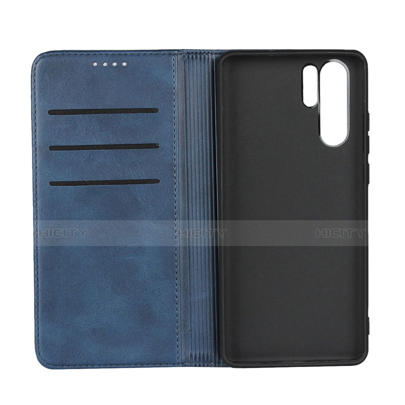 Carcasa de Cuero Cartera con Soporte L02 para Huawei P30 Pro Azul