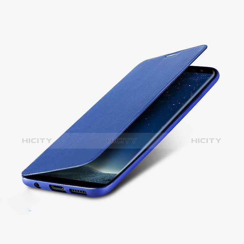 Carcasa de Cuero Cartera con Soporte L02 para Samsung Galaxy S8 Azul