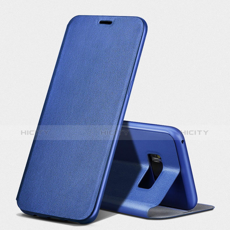 Carcasa de Cuero Cartera con Soporte L02 para Samsung Galaxy S8 Plus Azul