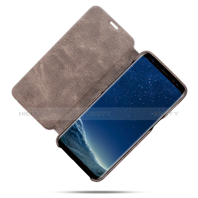 Carcasa de Cuero Cartera con Soporte L03 para Samsung Galaxy S8 Marron