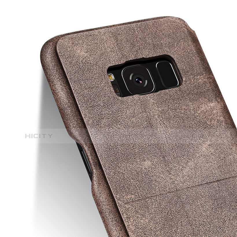 Carcasa de Cuero Cartera con Soporte L03 para Samsung Galaxy S8 Marron