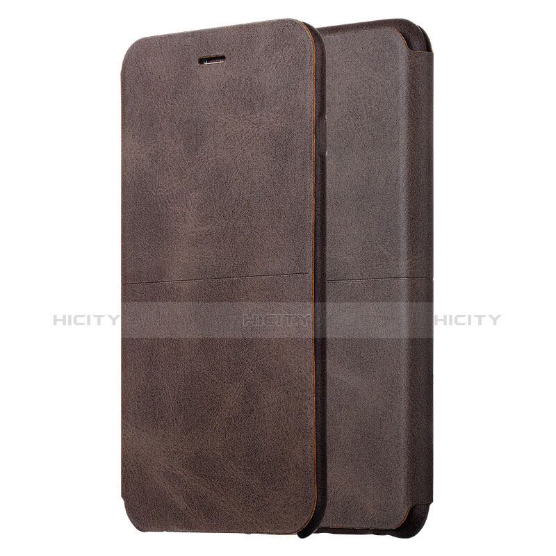 Carcasa de Cuero Cartera con Soporte L04 para Apple iPhone 6S Marron