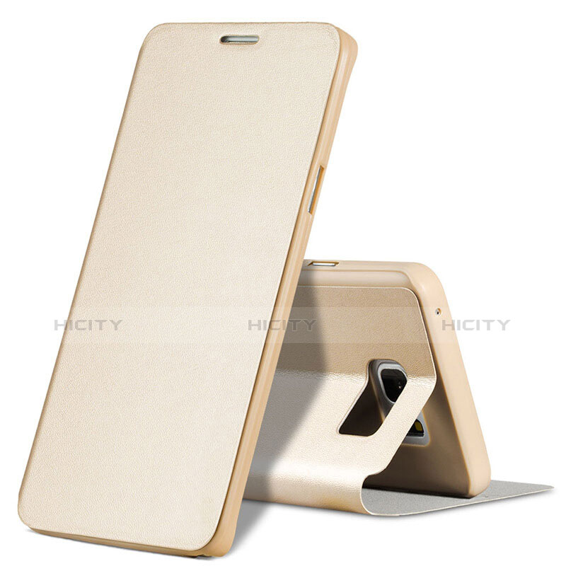 Carcasa de Cuero Cartera con Soporte L04 para Samsung Galaxy Note 5 N9200 N920 N920F Oro