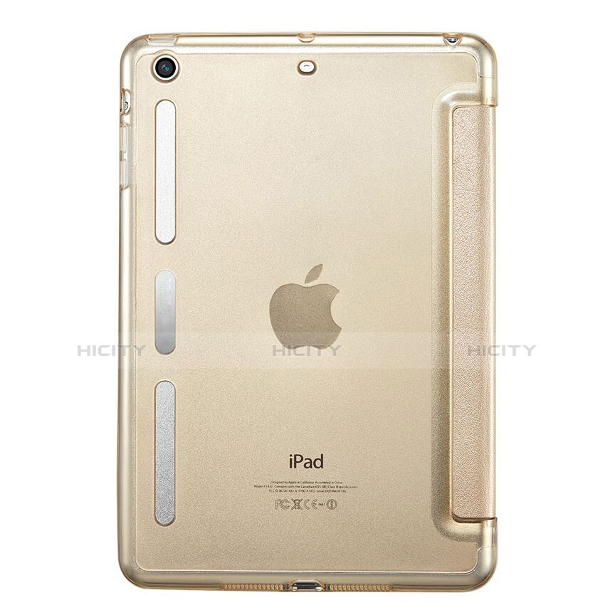 Carcasa de Cuero Cartera con Soporte L05 para Apple iPad Mini 3 Oro