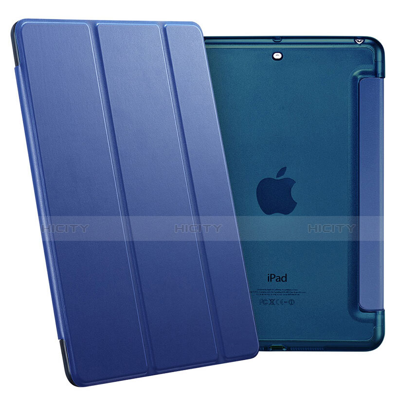 Carcasa de Cuero Cartera con Soporte L05 para Apple iPad Mini Azul