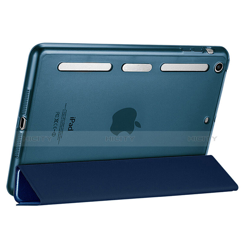 Carcasa de Cuero Cartera con Soporte L05 para Apple iPad Mini Azul