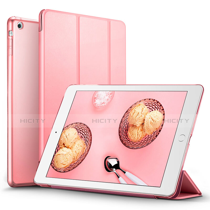 Carcasa de Cuero Cartera con Soporte L06 para Apple iPad Mini 2 Rosa