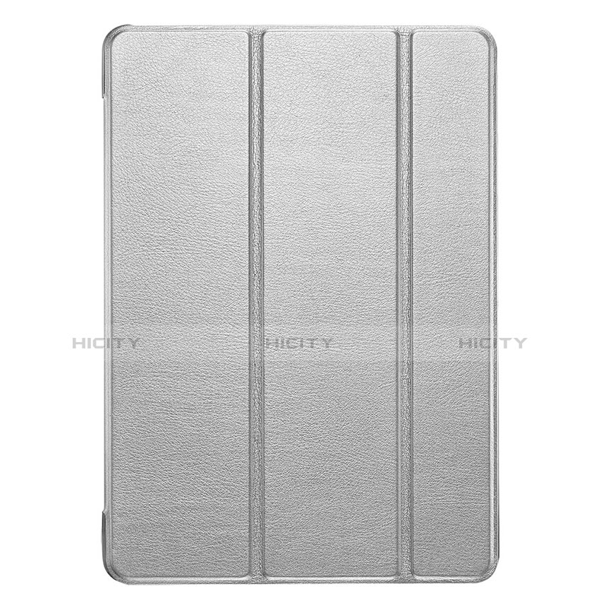 Carcasa de Cuero Cartera con Soporte L06 para Apple iPad Mini 4 Plata