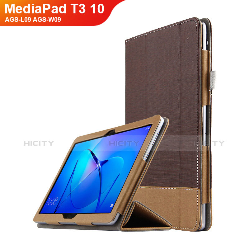 Carcasa de Cuero Cartera con Soporte L06 para Huawei MediaPad T3 10 AGS-L09 AGS-W09 Marron