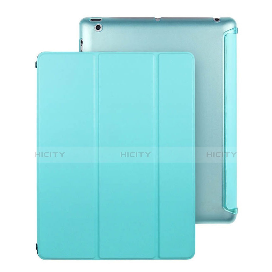 Carcasa de Cuero Cartera con Soporte para Apple iPad 3 Azul Cielo