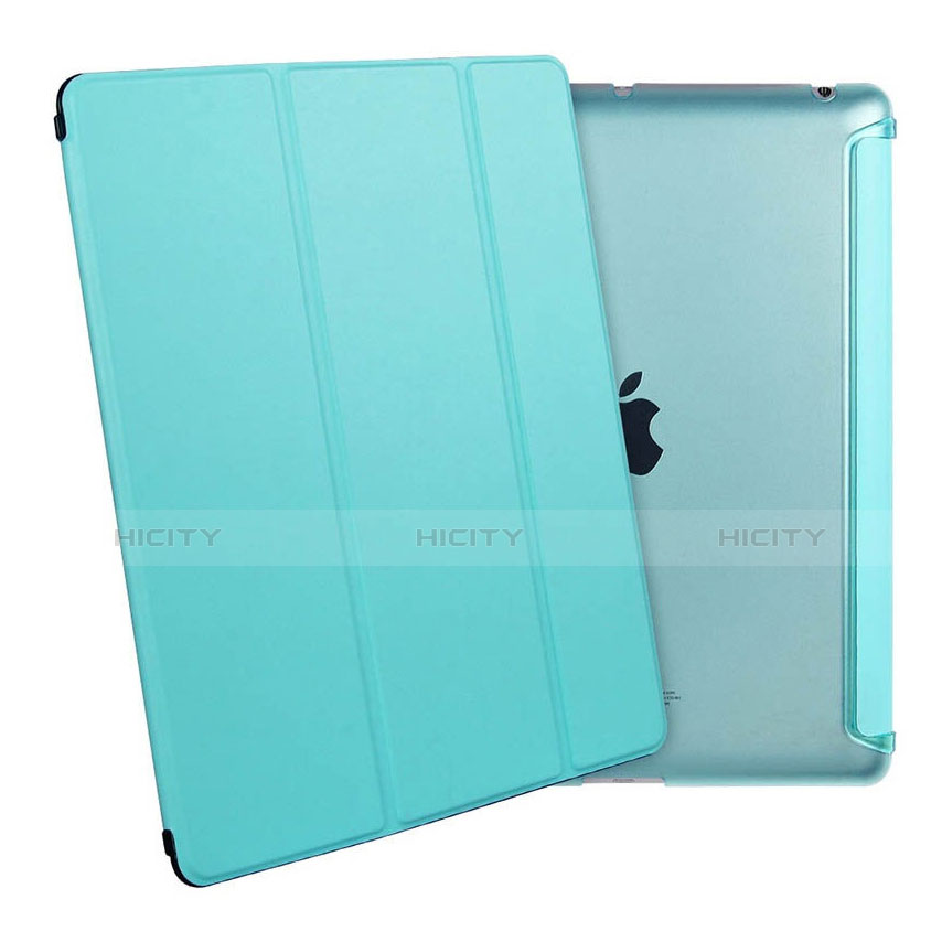 Carcasa de Cuero Cartera con Soporte para Apple iPad 3 Azul Cielo