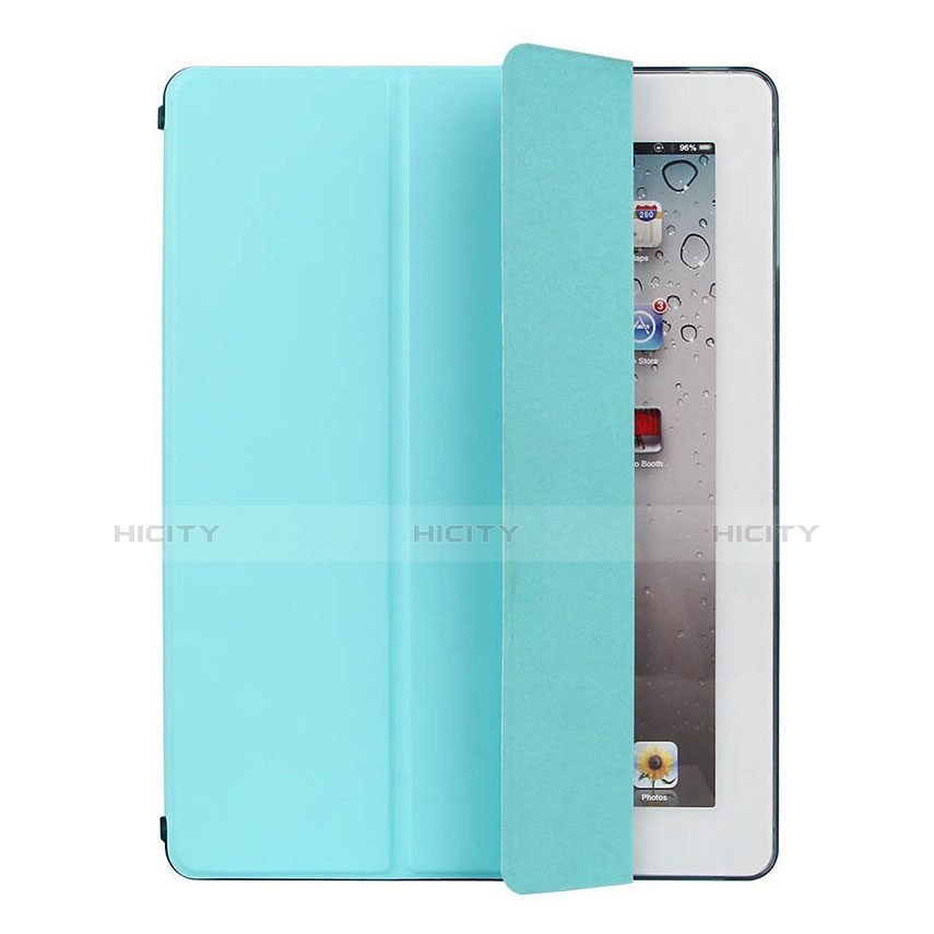 Carcasa de Cuero Cartera con Soporte para Apple iPad 3 Azul Cielo