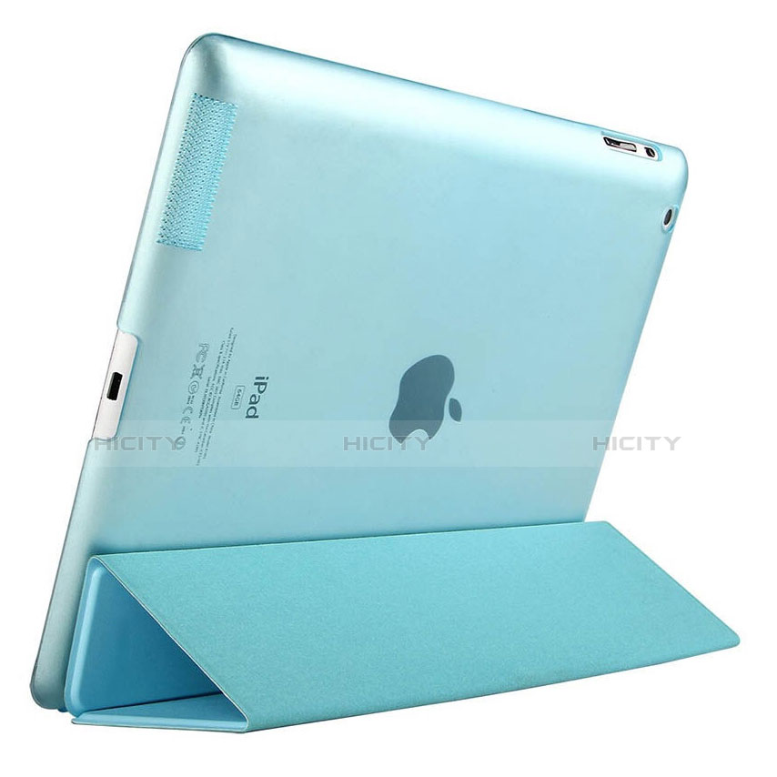 Carcasa de Cuero Cartera con Soporte para Apple iPad 3 Azul Cielo