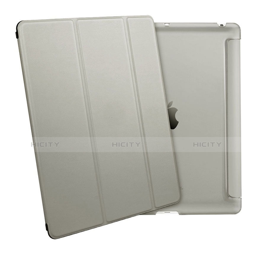 Carcasa de Cuero Cartera con Soporte para Apple iPad 4 Gris