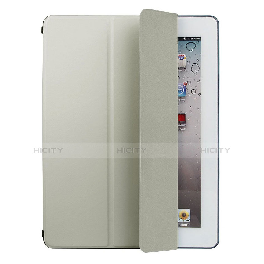 Carcasa de Cuero Cartera con Soporte para Apple iPad 4 Gris