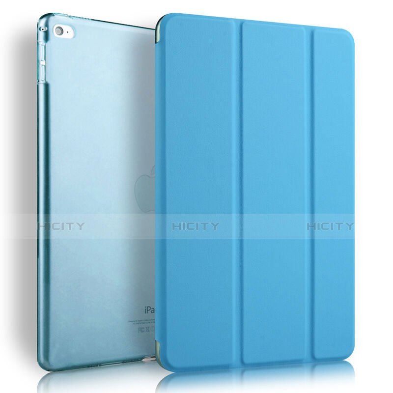 Carcasa de Cuero Cartera con Soporte para Apple iPad Air 2 Azul Cielo