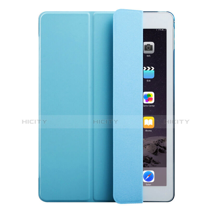 Carcasa de Cuero Cartera con Soporte para Apple iPad Air 2 Azul Cielo