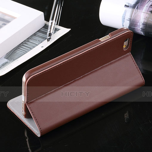 Carcasa de Cuero Cartera con Soporte para Apple iPhone 6S Plus Marron