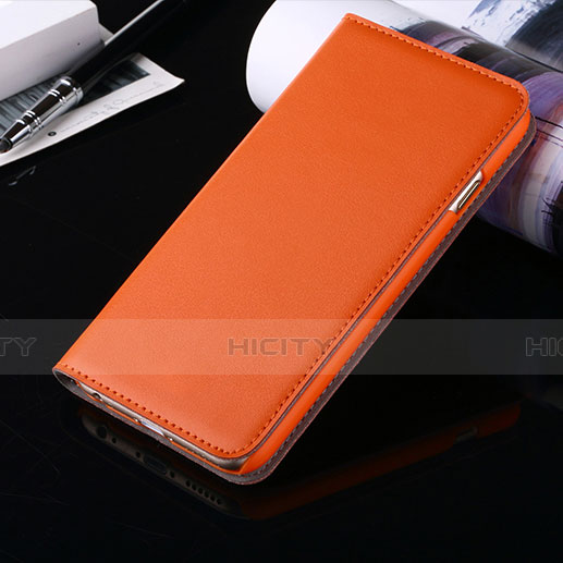 Carcasa de Cuero Cartera con Soporte para Apple iPhone 6S Plus Naranja