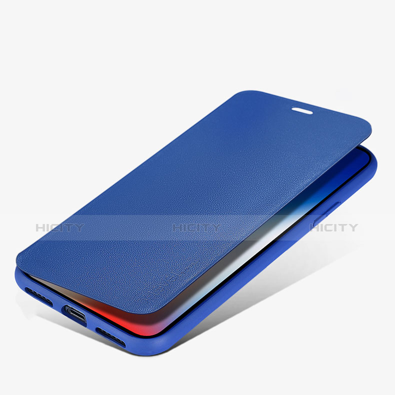 Carcasa de Cuero Cartera con Soporte para Apple iPhone Xs Azul