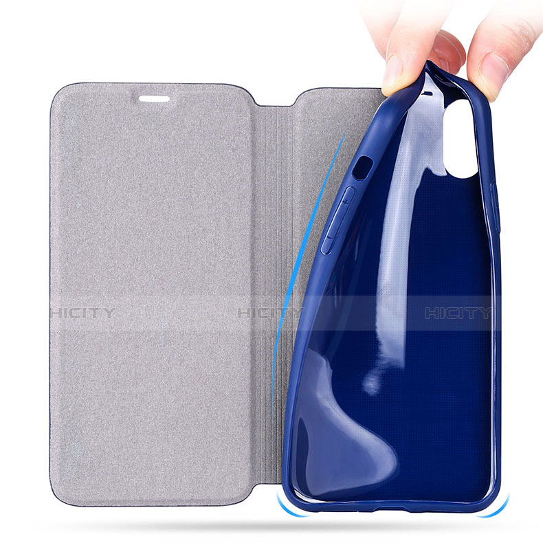 Carcasa de Cuero Cartera con Soporte para Apple iPhone Xs Azul