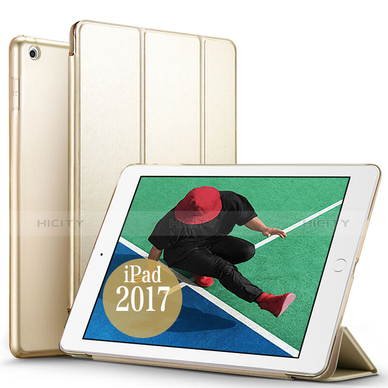 Carcasa de Cuero Cartera con Soporte para Apple New iPad Pro 9.7 (2017) Oro