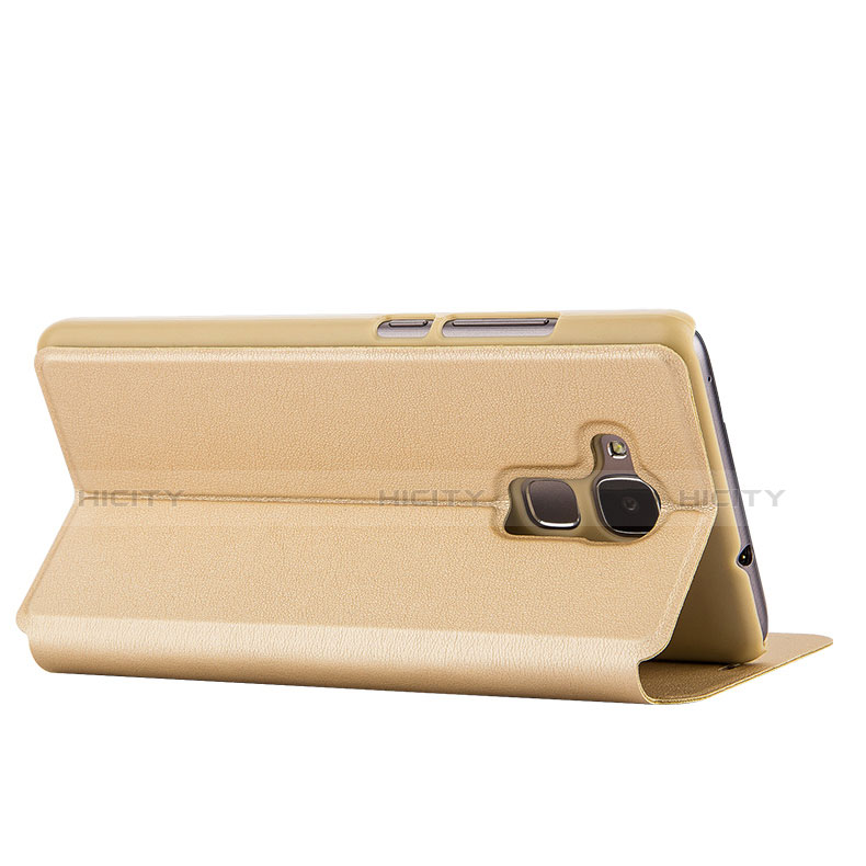 Carcasa de Cuero Cartera con Soporte para Huawei GR5 Mini Oro