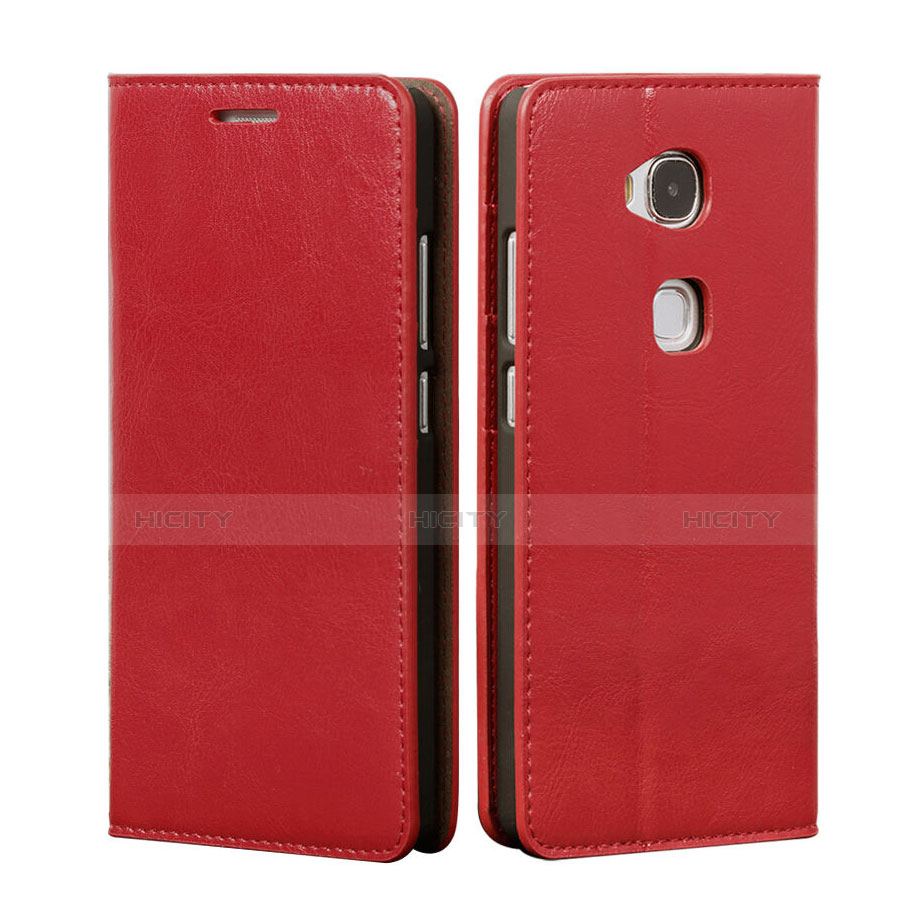 Carcasa de Cuero Cartera con Soporte para Huawei GR5 Rojo