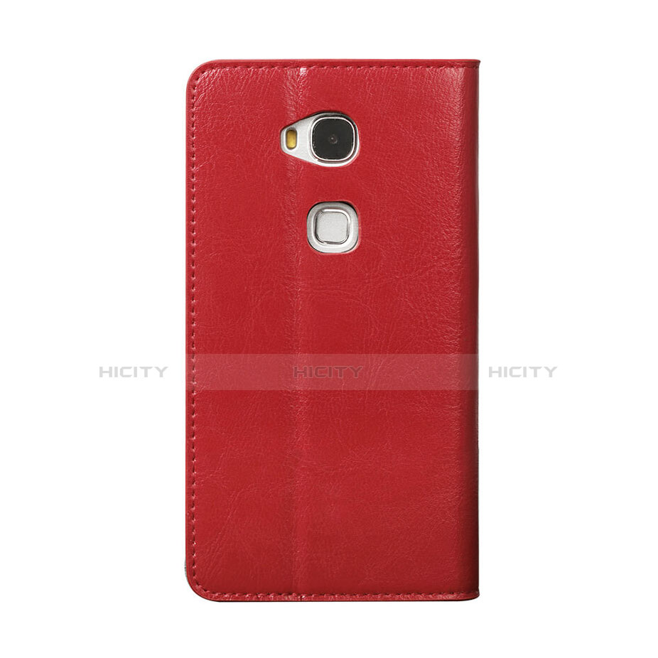 Carcasa de Cuero Cartera con Soporte para Huawei GR5 Rojo