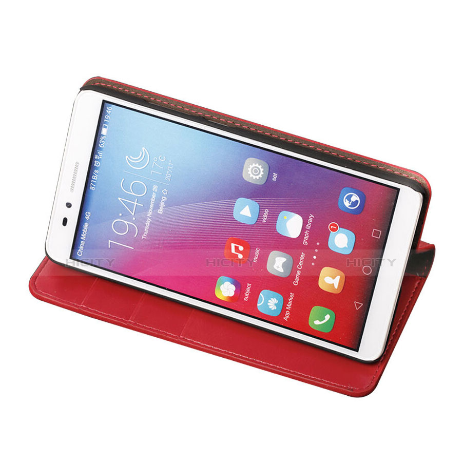 Carcasa de Cuero Cartera con Soporte para Huawei GR5 Rojo