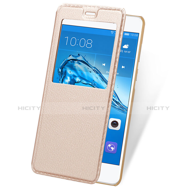 Carcasa de Cuero Cartera con Soporte para Huawei Honor 6C Pro Oro