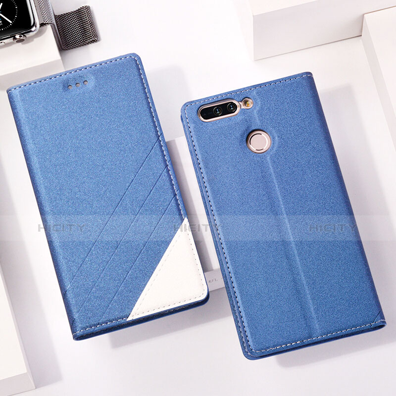 Carcasa de Cuero Cartera con Soporte para Huawei Honor V9 Azul