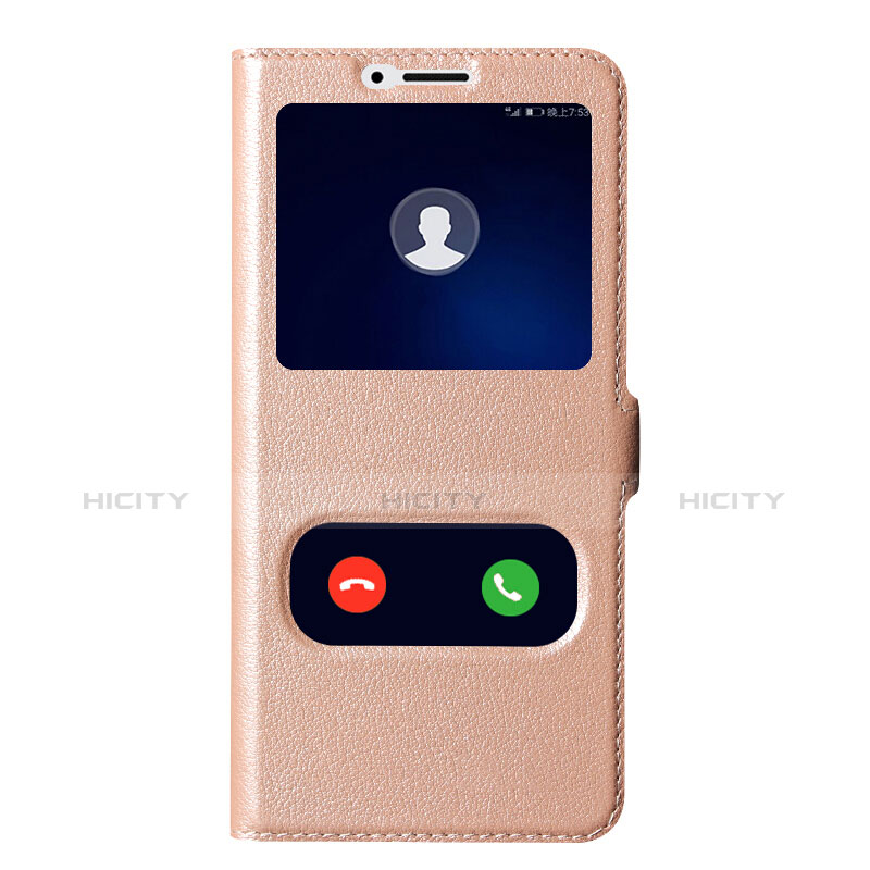 Carcasa de Cuero Cartera con Soporte para Huawei Honor View 10 Oro Rosa