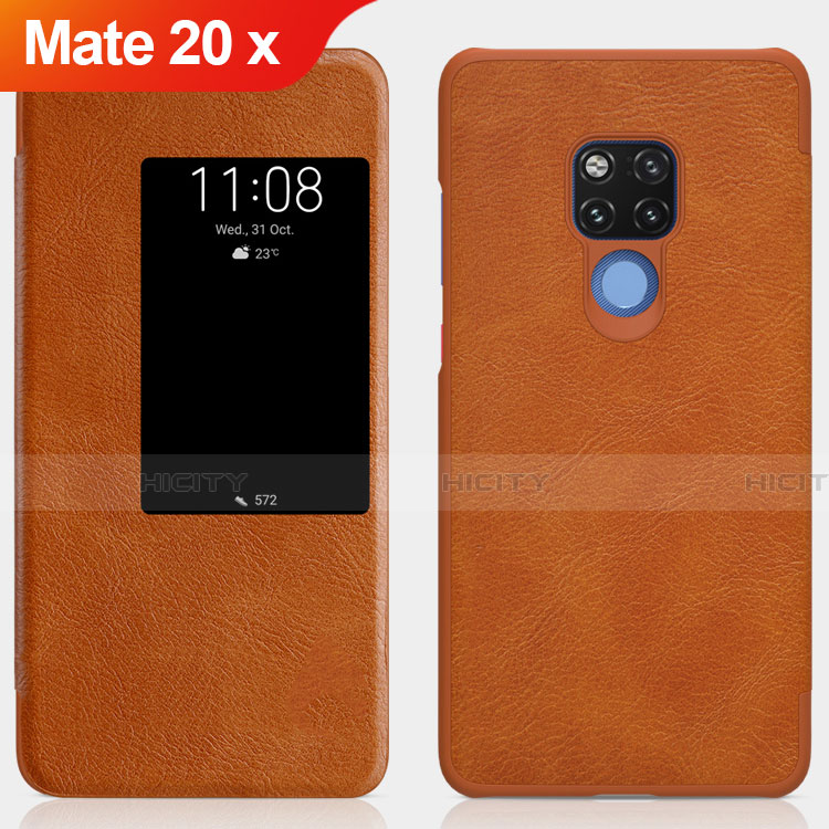 Carcasa de Cuero Cartera con Soporte para Huawei Mate 20 X 5G Marron