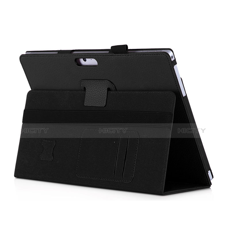 Carcasa de Cuero Cartera con Soporte para Microsoft Surface Pro 3 Negro