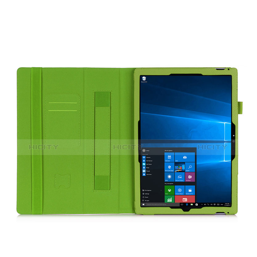 Carcasa de Cuero Cartera con Soporte para Microsoft Surface Pro 3 Verde